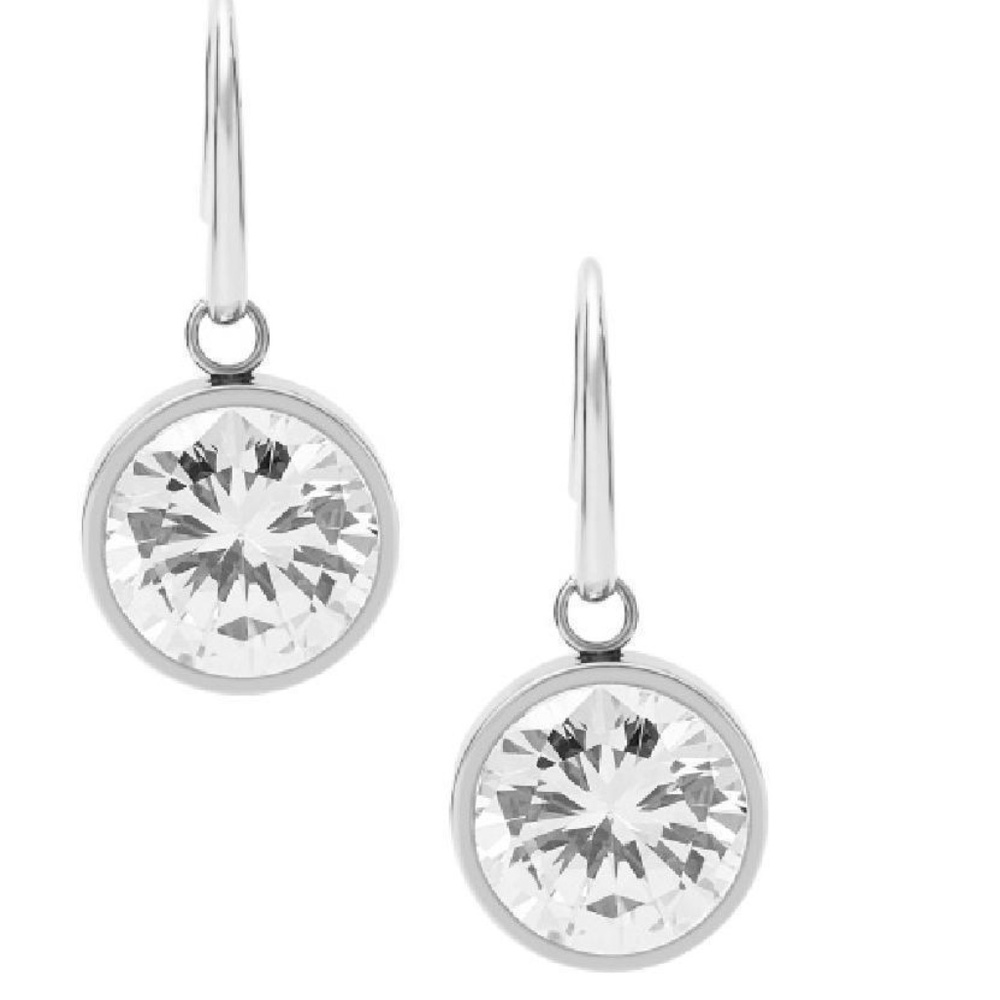MICHAEL KORS Silver Crystal Drop Hook Earrings - Picture 3 of 6